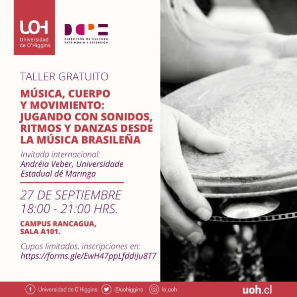 Taller “Música, cuerpo y movimiento: jugando con sonidos, ritmos y danzas desde la música brasileña”. Invitada internacional: Andréia Veber